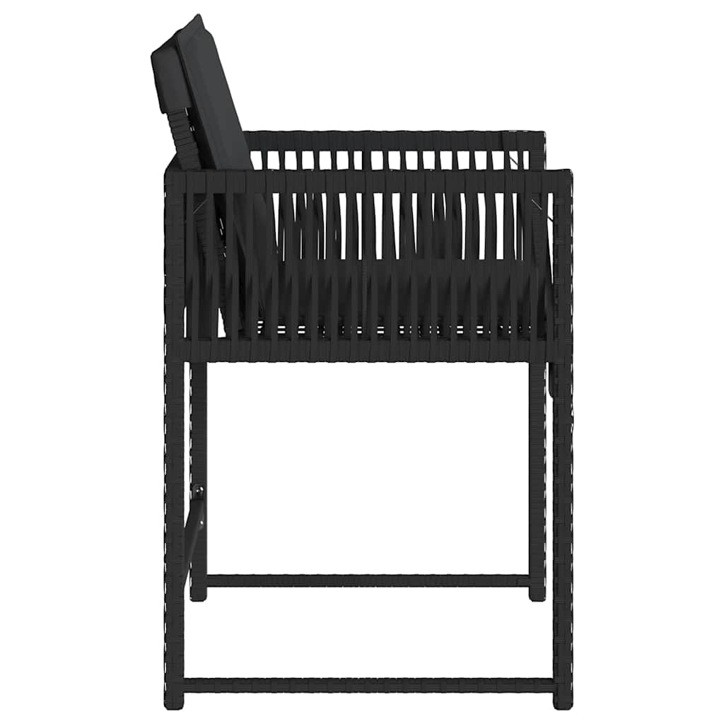 vidaXL Gartenstühle mit Kissen 4 Stk. Schwarz Poly Rattan