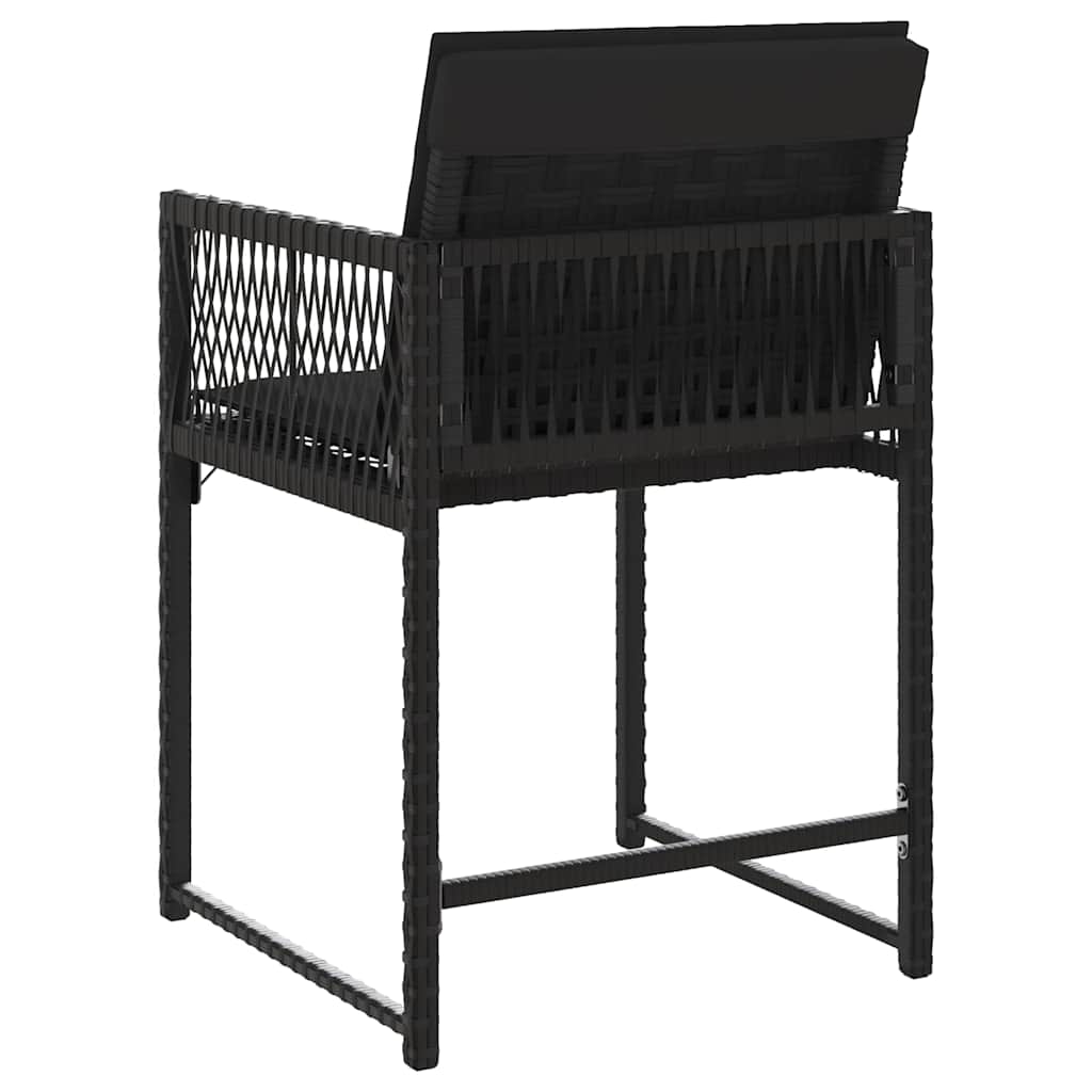 vidaXL Gartenstühle mit Kissen 4 Stk. Schwarz Poly Rattan