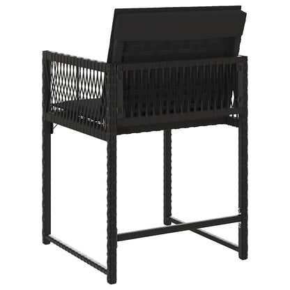 vidaXL Gartenstühle mit Kissen 4 Stk. Schwarz Poly Rattan