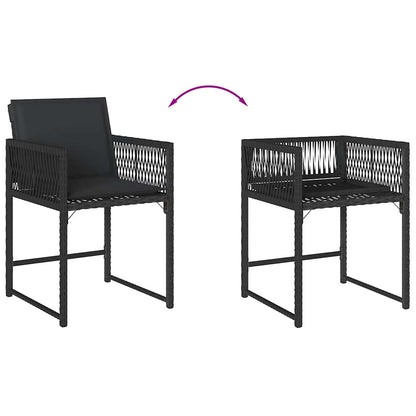 vidaXL Gartenstühle mit Kissen 4 Stk. Schwarz Poly Rattan