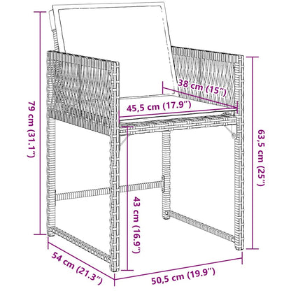 vidaXL Gartenstühle mit Kissen 4 Stk. Grau Poly Rattan
