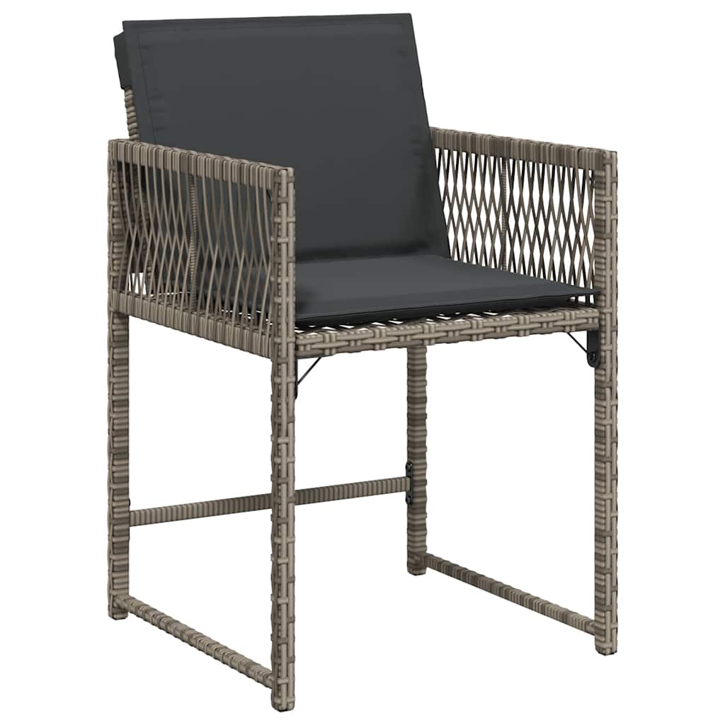 vidaXL Gartenstühle mit Kissen 4 Stk. Grau Poly Rattan
