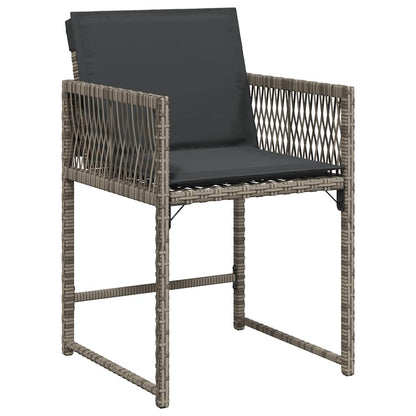 vidaXL Gartenstühle mit Kissen 4 Stk. Grau Poly Rattan