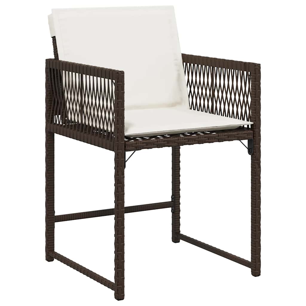 vidaXL Chaises de jardin avec coussins 4 pcs Marron Résine tressée