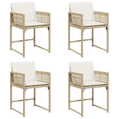 vidaXL Gartenstühle mit Kissen 4 Stk. Beige Poly Rattan