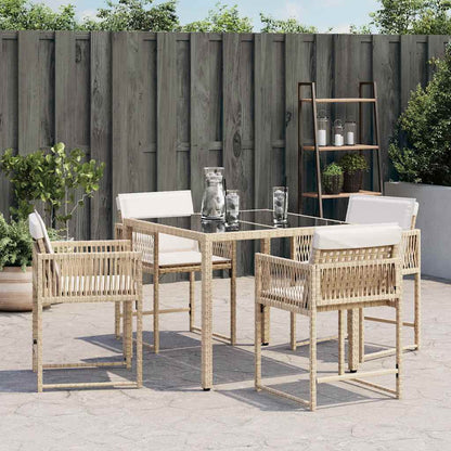 vidaXL Gartenstühle mit Kissen 4 Stk. Beige Poly Rattan