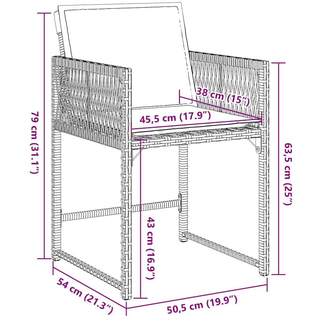 vidaXL Gartenstühle mit Kissen 4 Stk. Beige Poly Rattan
