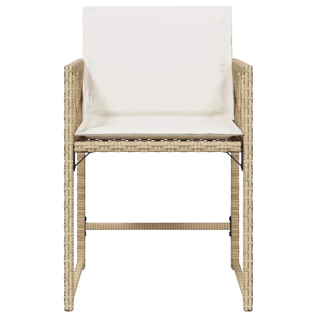 vidaXL Gartenstühle mit Kissen 4 Stk. Beige Poly Rattan