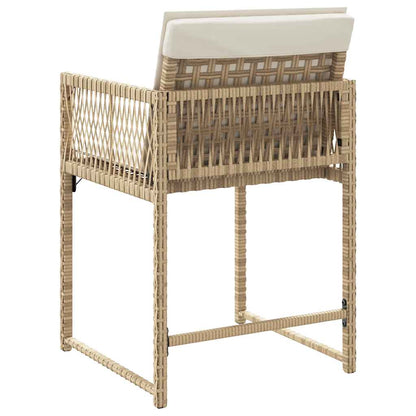 vidaXL Gartenstühle mit Kissen 4 Stk. Beige Poly Rattan