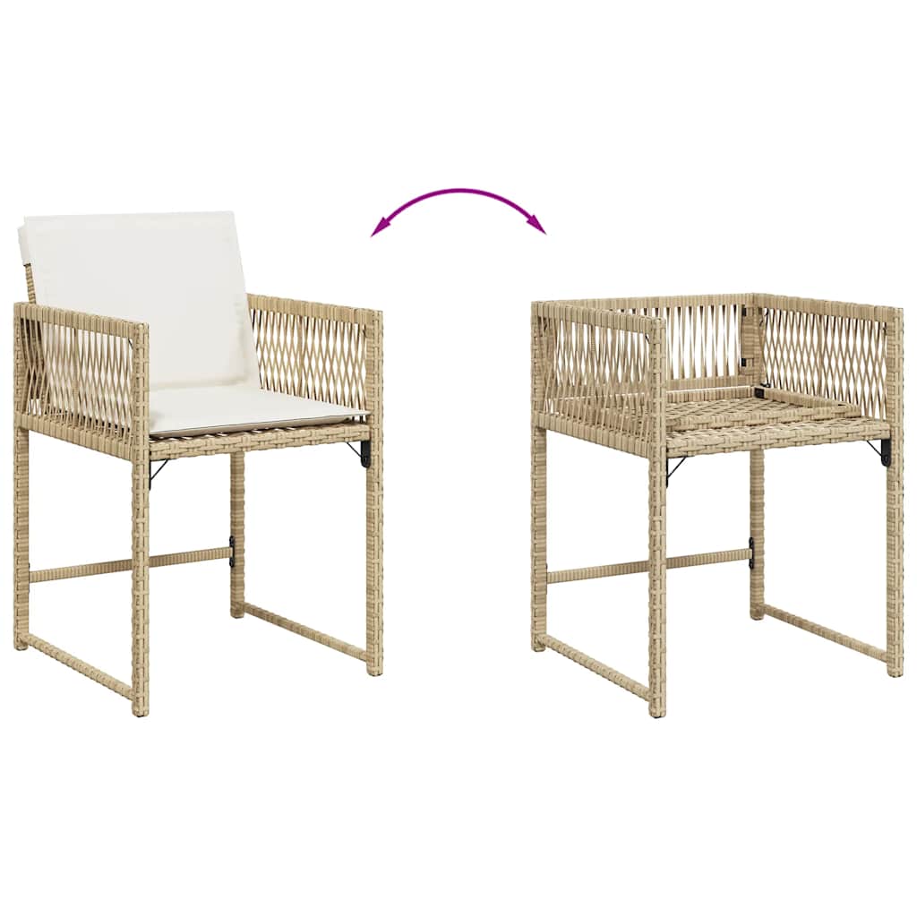 vidaXL Gartenstühle mit Kissen 4 Stk. Beige Poly Rattan