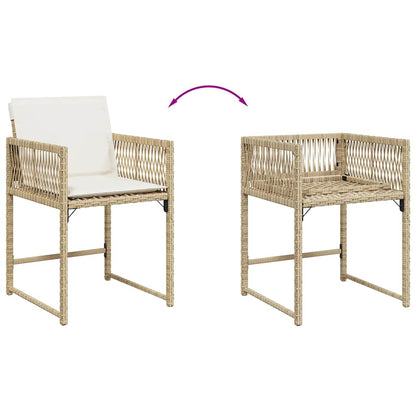 vidaXL Gartenstühle mit Kissen 4 Stk. Beige Poly Rattan