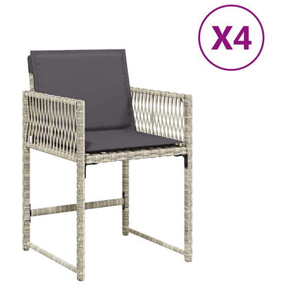 vidaXL Gartenstühle mit Kissen 4 Stk. Hellgrau Poly Rattan