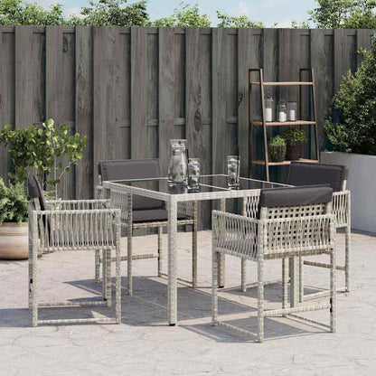 vidaXL Gartenstühle mit Kissen 4 Stk. Hellgrau Poly Rattan