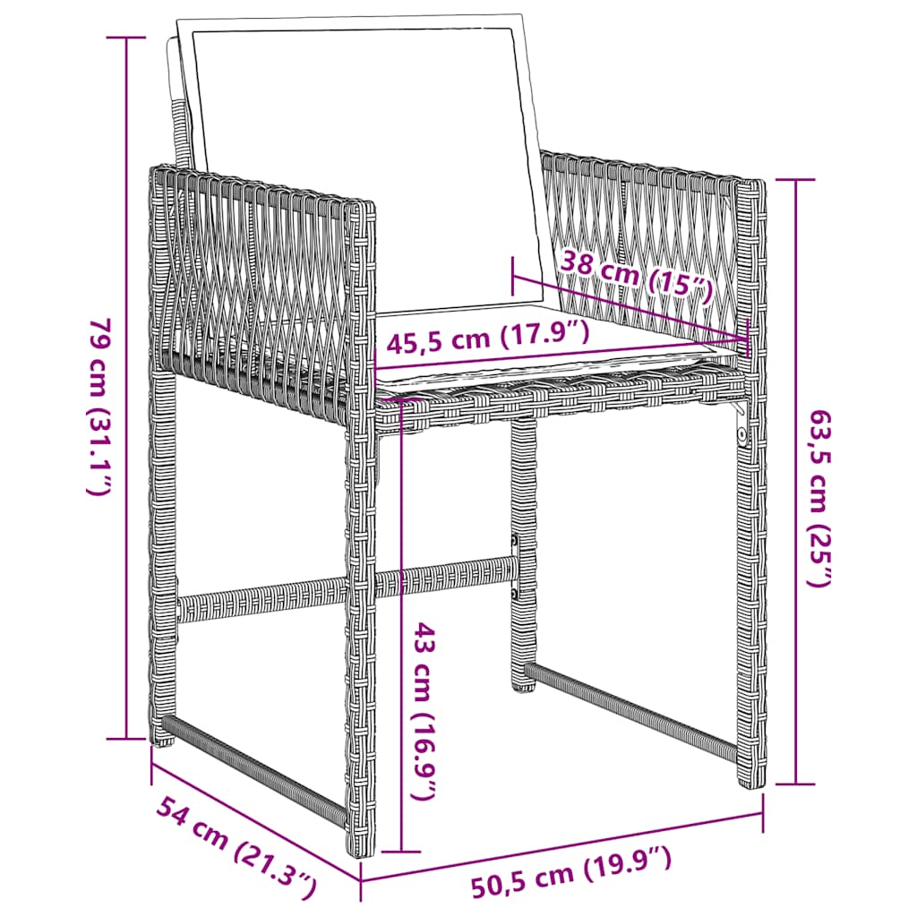 vidaXL Gartenstühle mit Kissen 4 Stk. Hellgrau Poly Rattan