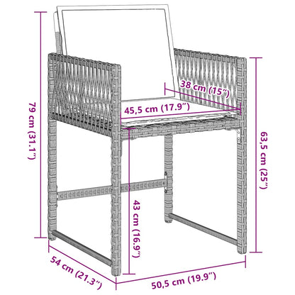 vidaXL Gartenstühle mit Kissen 4 Stk. Hellgrau Poly Rattan