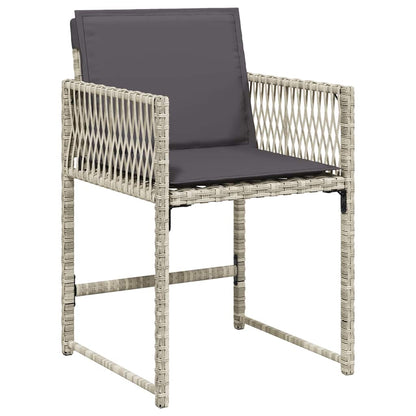 vidaXL Gartenstühle mit Kissen 4 Stk. Hellgrau Poly Rattan