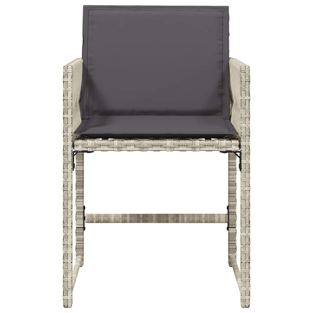 vidaXL Gartenstühle mit Kissen 4 Stk. Hellgrau Poly Rattan