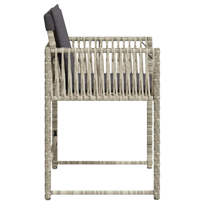 vidaXL Gartenstühle mit Kissen 4 Stk. Hellgrau Poly Rattan