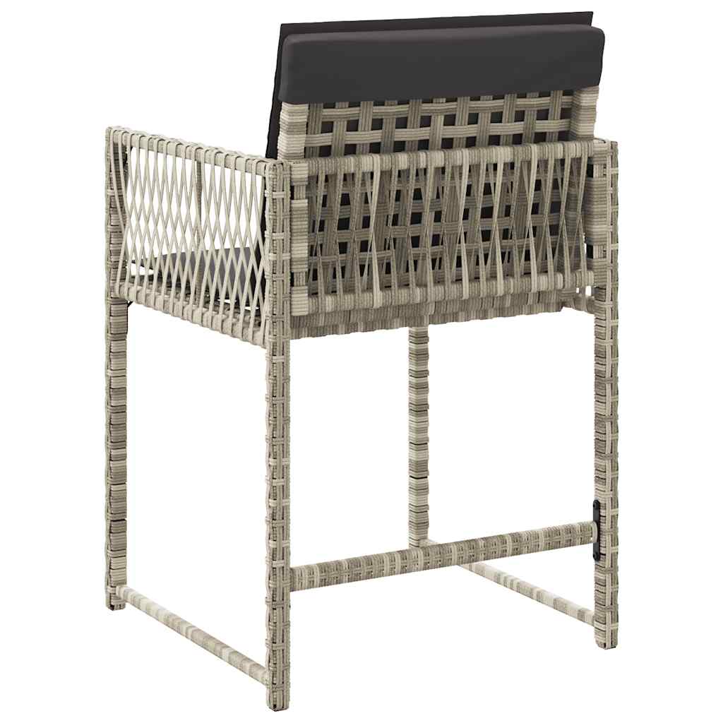 vidaXL Gartenstühle mit Kissen 4 Stk. Hellgrau Poly Rattan