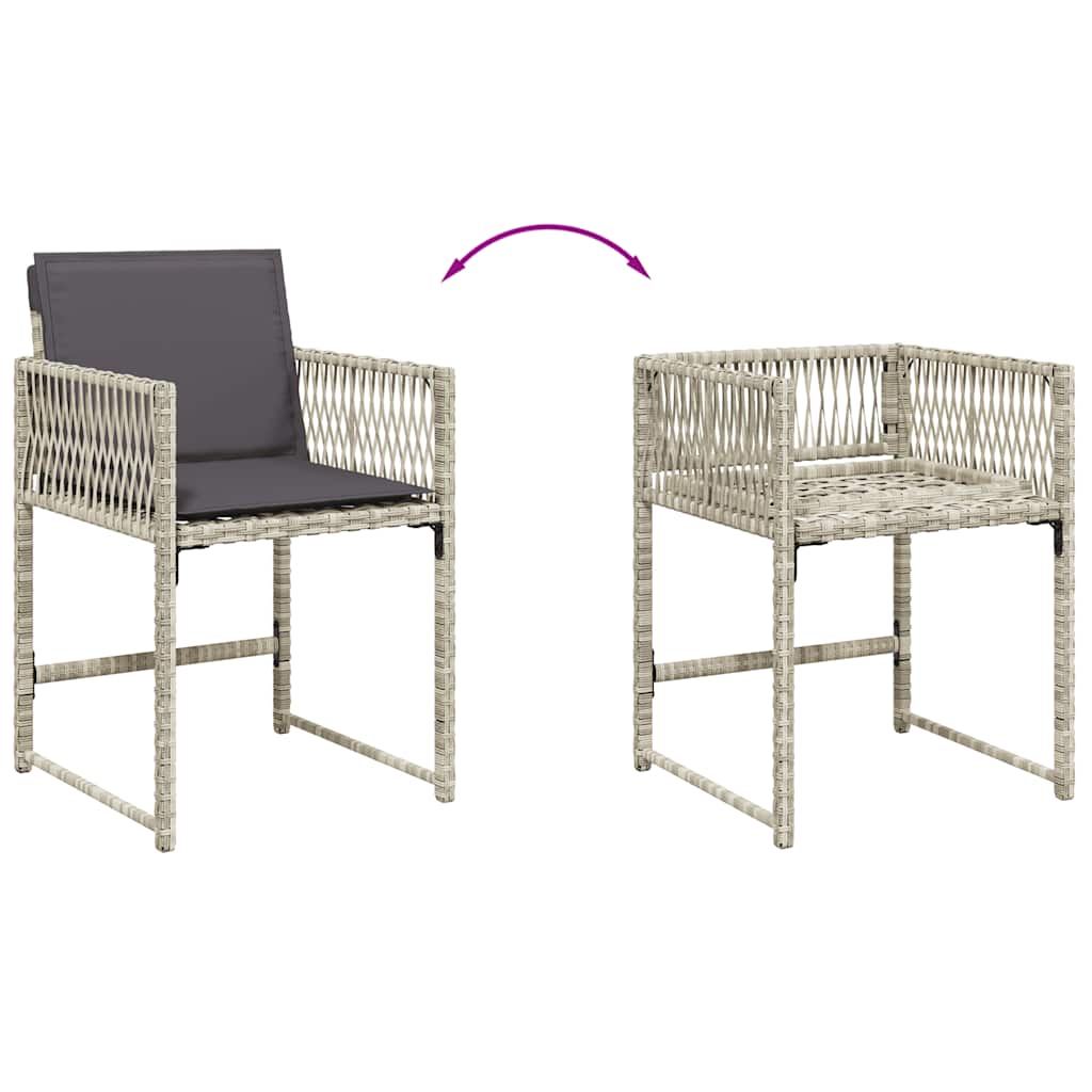 vidaXL Gartenstühle mit Kissen 4 Stk. Hellgrau Poly Rattan