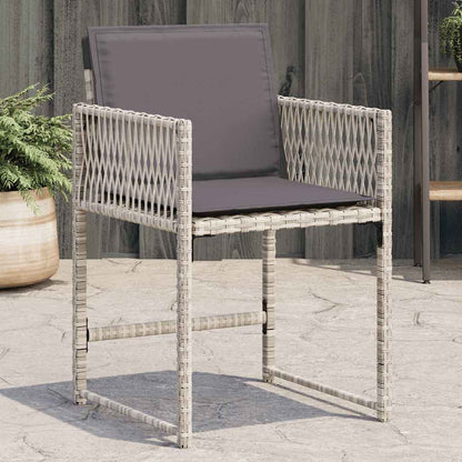 vidaXL Gartenstühle mit Kissen 4 Stk. Hellgrau Poly Rattan