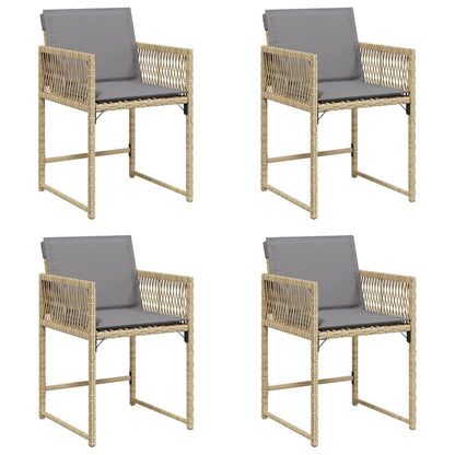 vidaXL Gartenstühle mit Kissen 4 Stk. Beigemischung Poly Rattan