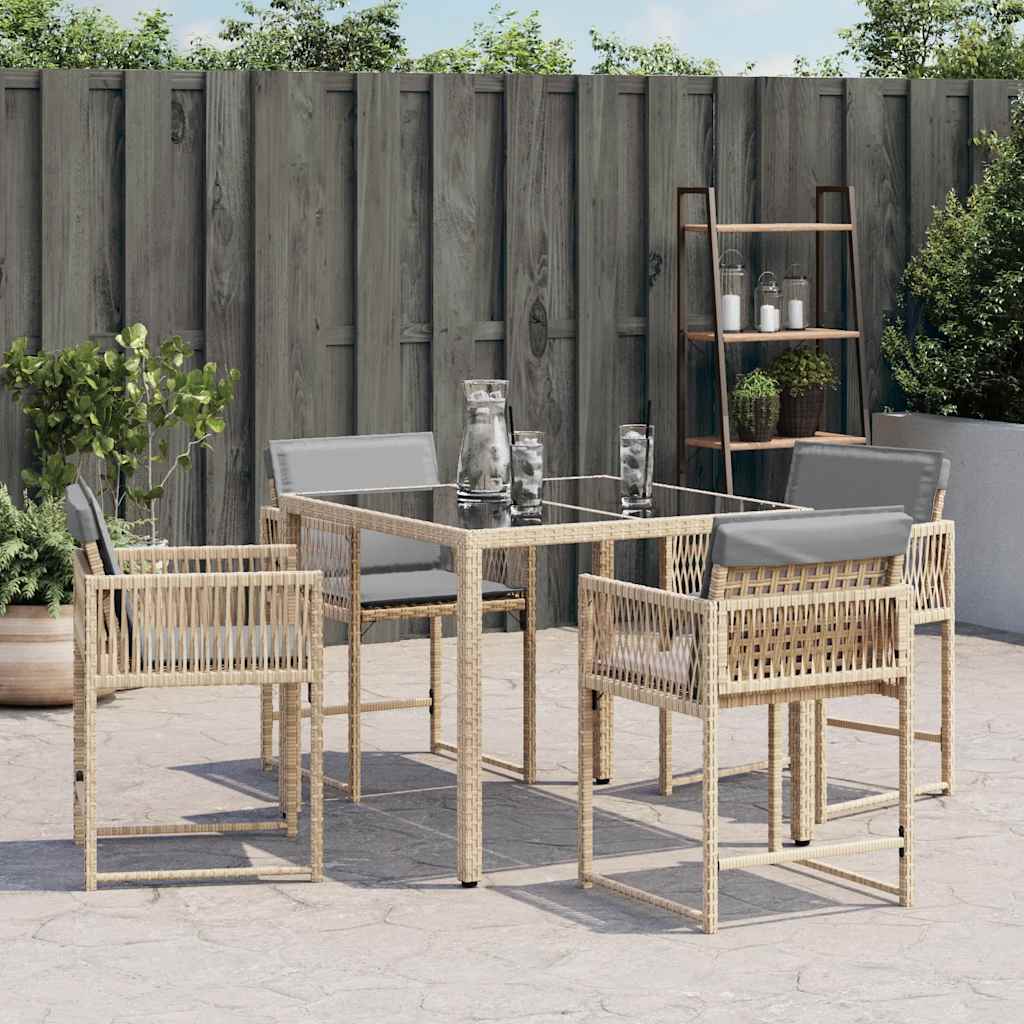vidaXL Gartenstühle mit Kissen 4 Stk. Beigemischung Poly Rattan
