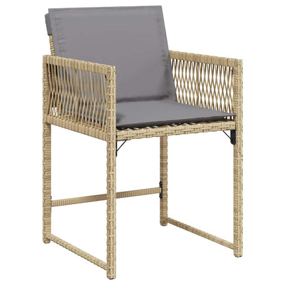 vidaXL Gartenstühle mit Kissen 4 Stk. Beigemischung Poly Rattan
