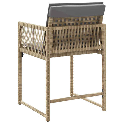 vidaXL Gartenstühle mit Kissen 4 Stk. Beigemischung Poly Rattan