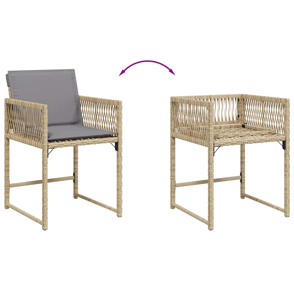 vidaXL Gartenstühle mit Kissen 4 Stk. Beigemischung Poly Rattan