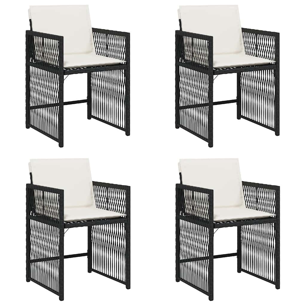 vidaXL Gartenstühle mit Kissen 4 Stk. Schwarz Poly Rattan