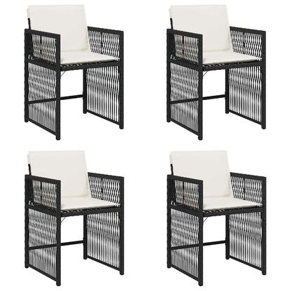 vidaXL Gartenstühle mit Kissen 4 Stk. Schwarz Poly Rattan