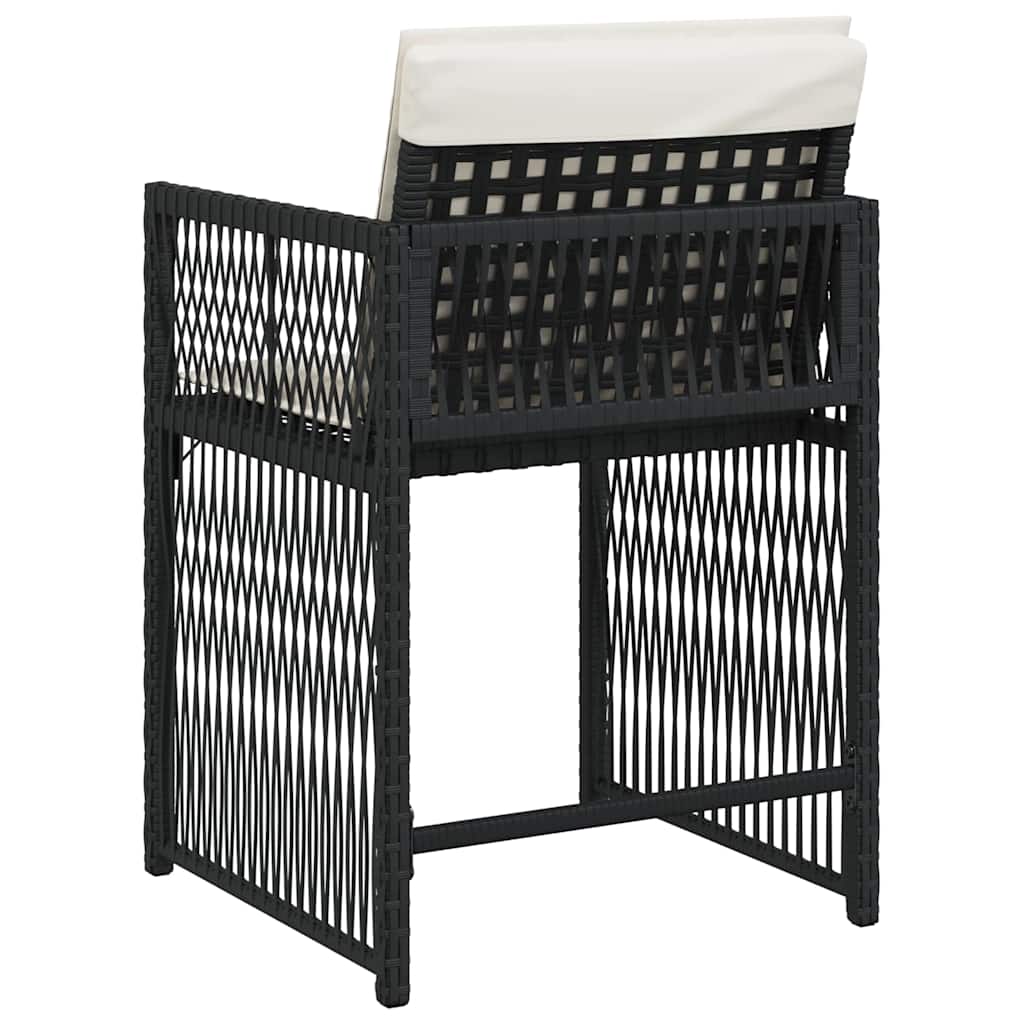 vidaXL Gartenstühle mit Kissen 4 Stk. Schwarz Poly Rattan