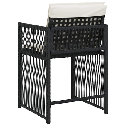 vidaXL Gartenstühle mit Kissen 4 Stk. Schwarz Poly Rattan