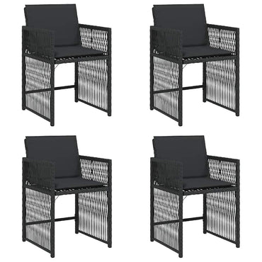 vidaXL Gartenstühle mit Kissen 4 Stk. Schwarz Poly Rattan