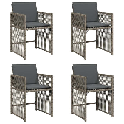 vidaXL Gartenstühle mit Kissen 4 Stk. Grau Poly Rattan
