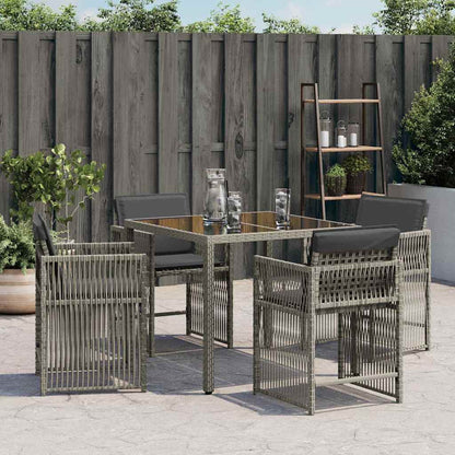 vidaXL Gartenstühle mit Kissen 4 Stk. Grau Poly Rattan