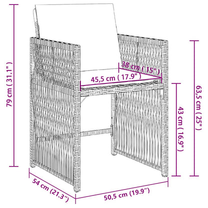 vidaXL Gartenstühle mit Kissen 4 Stk. Grau Poly Rattan