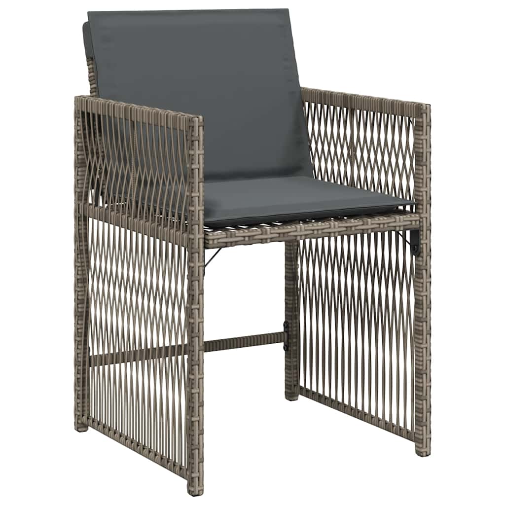 vidaXL Gartenstühle mit Kissen 4 Stk. Grau Poly Rattan