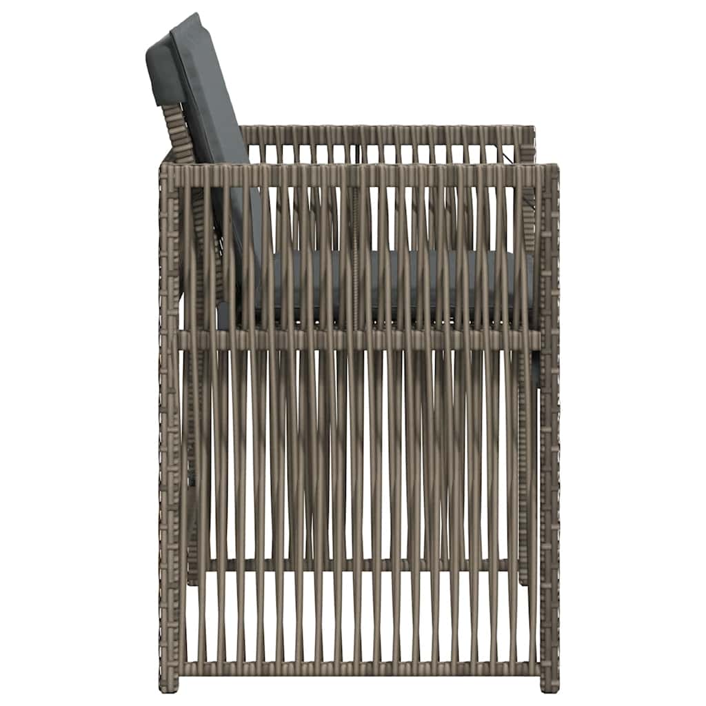 vidaXL Gartenstühle mit Kissen 4 Stk. Grau Poly Rattan
