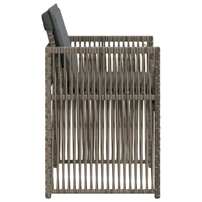 vidaXL Gartenstühle mit Kissen 4 Stk. Grau Poly Rattan