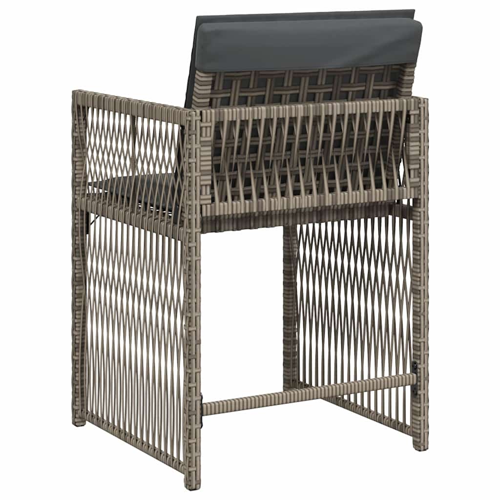 vidaXL Gartenstühle mit Kissen 4 Stk. Grau Poly Rattan