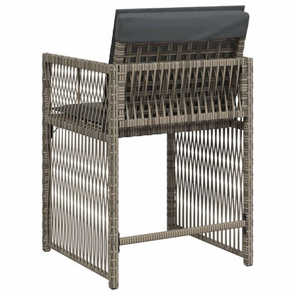 vidaXL Gartenstühle mit Kissen 4 Stk. Grau Poly Rattan