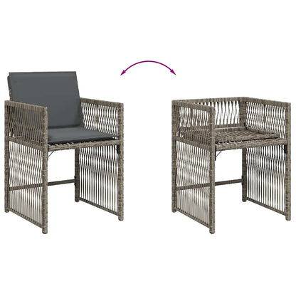 vidaXL Gartenstühle mit Kissen 4 Stk. Grau Poly Rattan