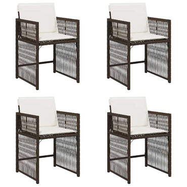 vidaXL Gartenstühle mit Kissen 4 Stk. Braun Poly Rattan