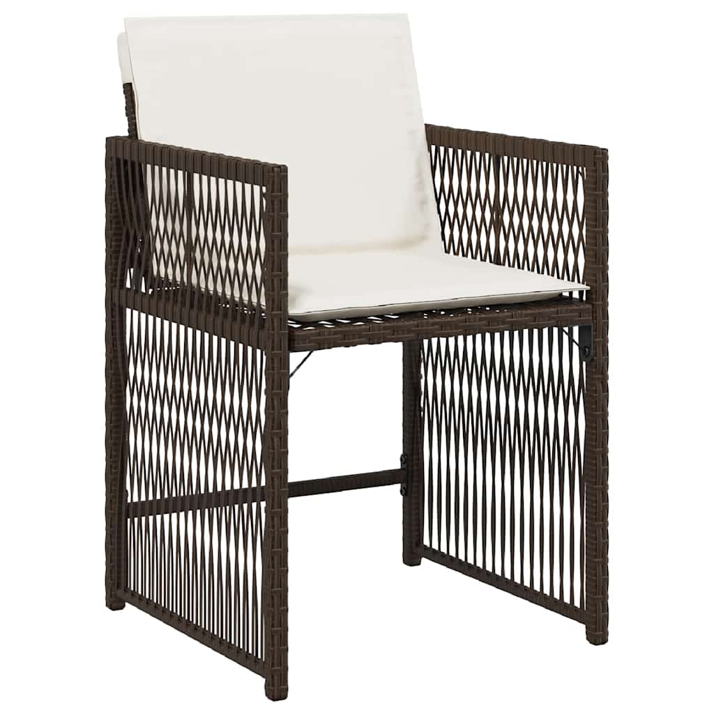 vidaXL Gartenstühle mit Kissen 4 Stk. Braun Poly Rattan