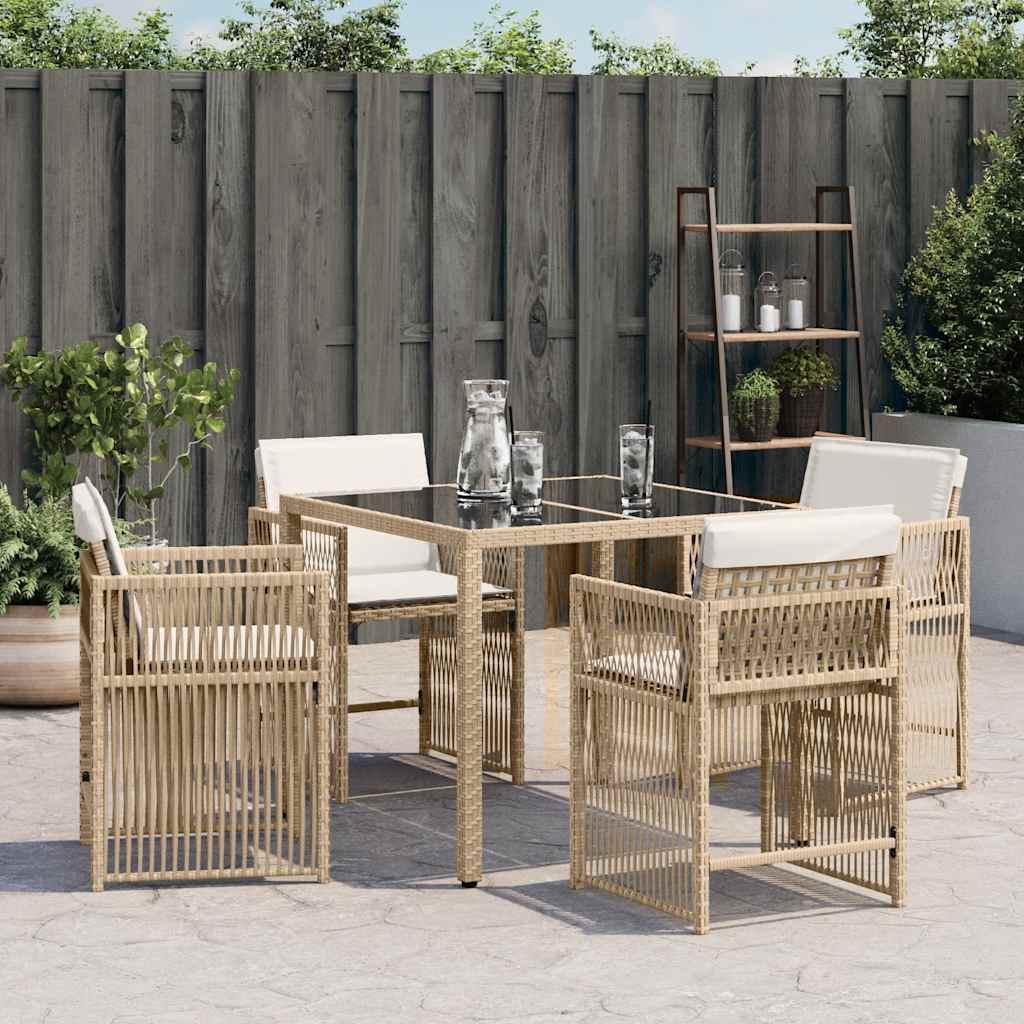 vidaXL Gartenstühle mit Kissen 4 Stk. Beige Poly Rattan