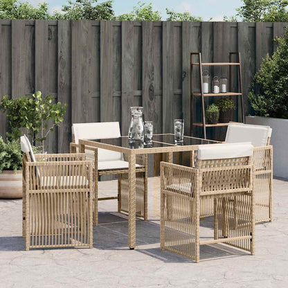vidaXL Gartenstühle mit Kissen 4 Stk. Beige Poly Rattan