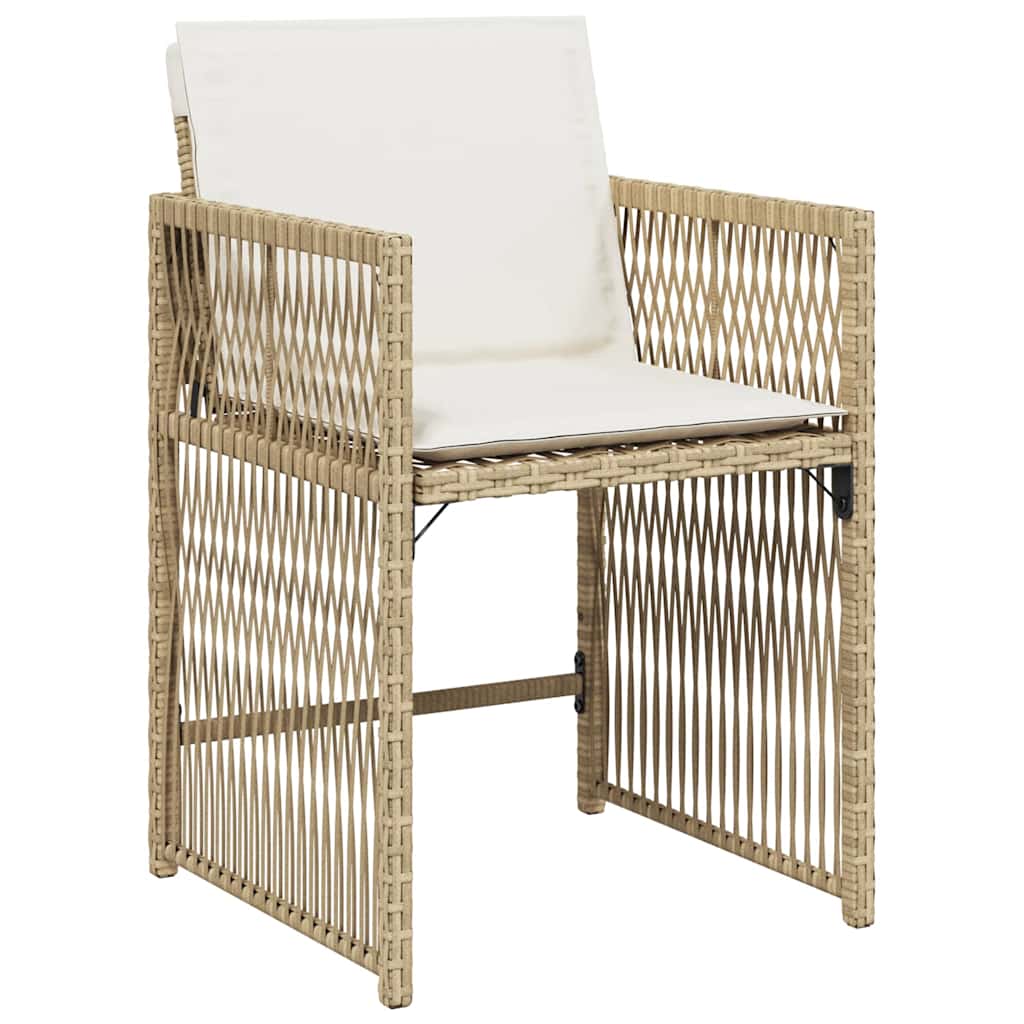 vidaXL Gartenstühle mit Kissen 4 Stk. Beige Poly Rattan