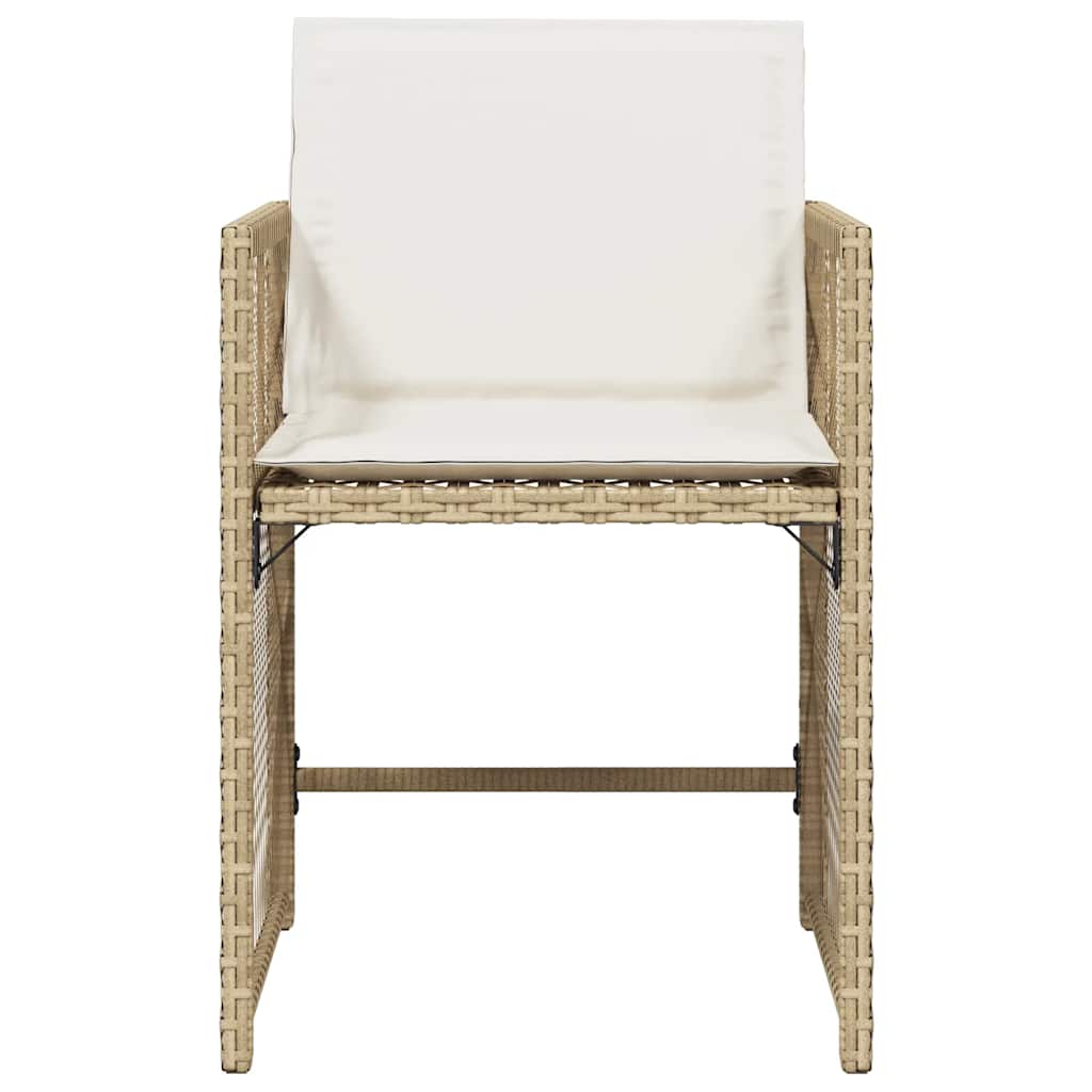 vidaXL Gartenstühle mit Kissen 4 Stk. Beige Poly Rattan